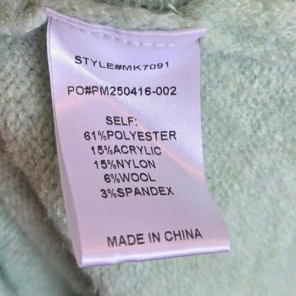 Mimosa Cardigan Sweater Mint Green Crew Neck Long Sleeve Preppy Minimalist Large - Picture 5 of 6